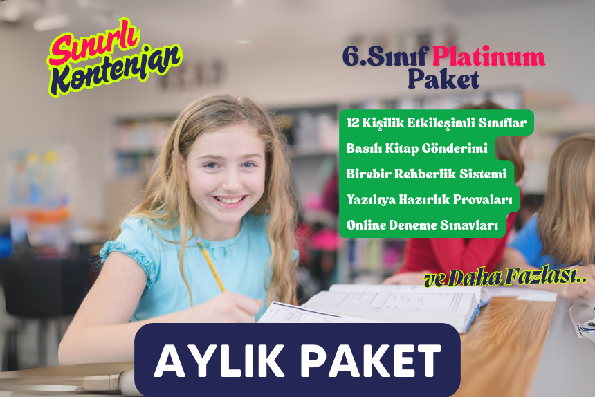 6.SINIF PLATİNUM PAKET - ONLİNE DERSHANE (Canlı Ders + Basılı Kitaplar + Birebir Koçluk)